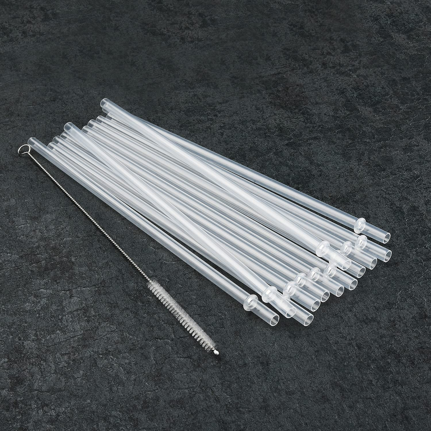 ALINK 12-Pack Reusable Hard Plastic Clear Straws, 10.5 Inch Long Tumbler Straws