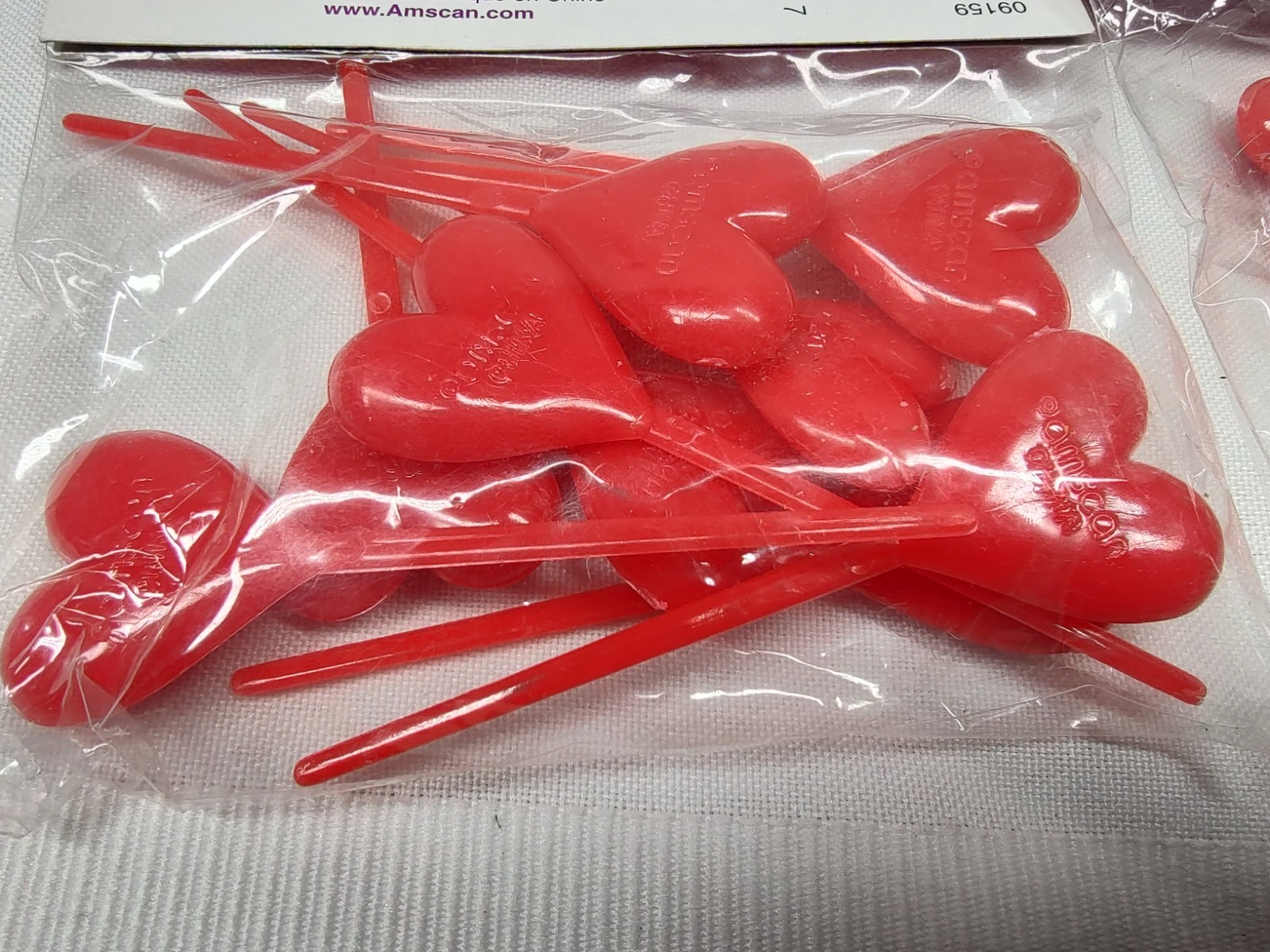 Vintage Amscan Party Picks Hearts Valentines Day Cake Cupcake Red 20 pcs