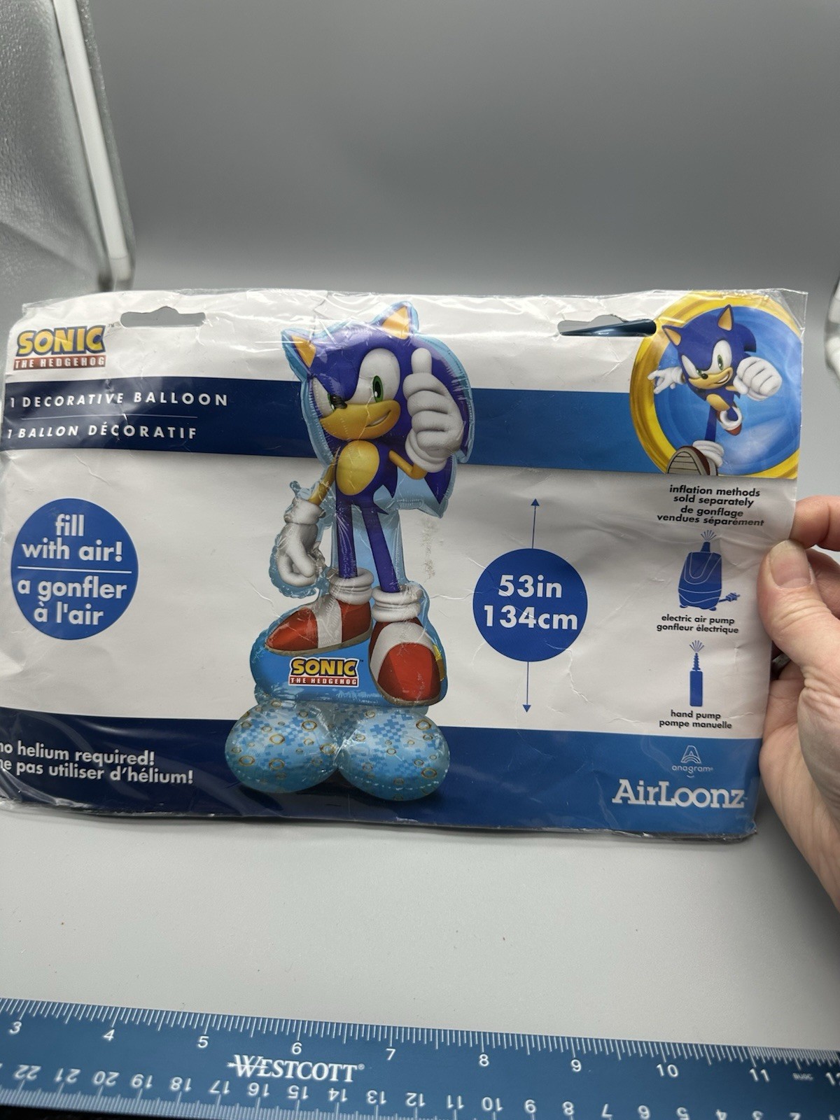 Sonic The Hedgehog Balloon Set Of 3-53in, 30in, 15in -new