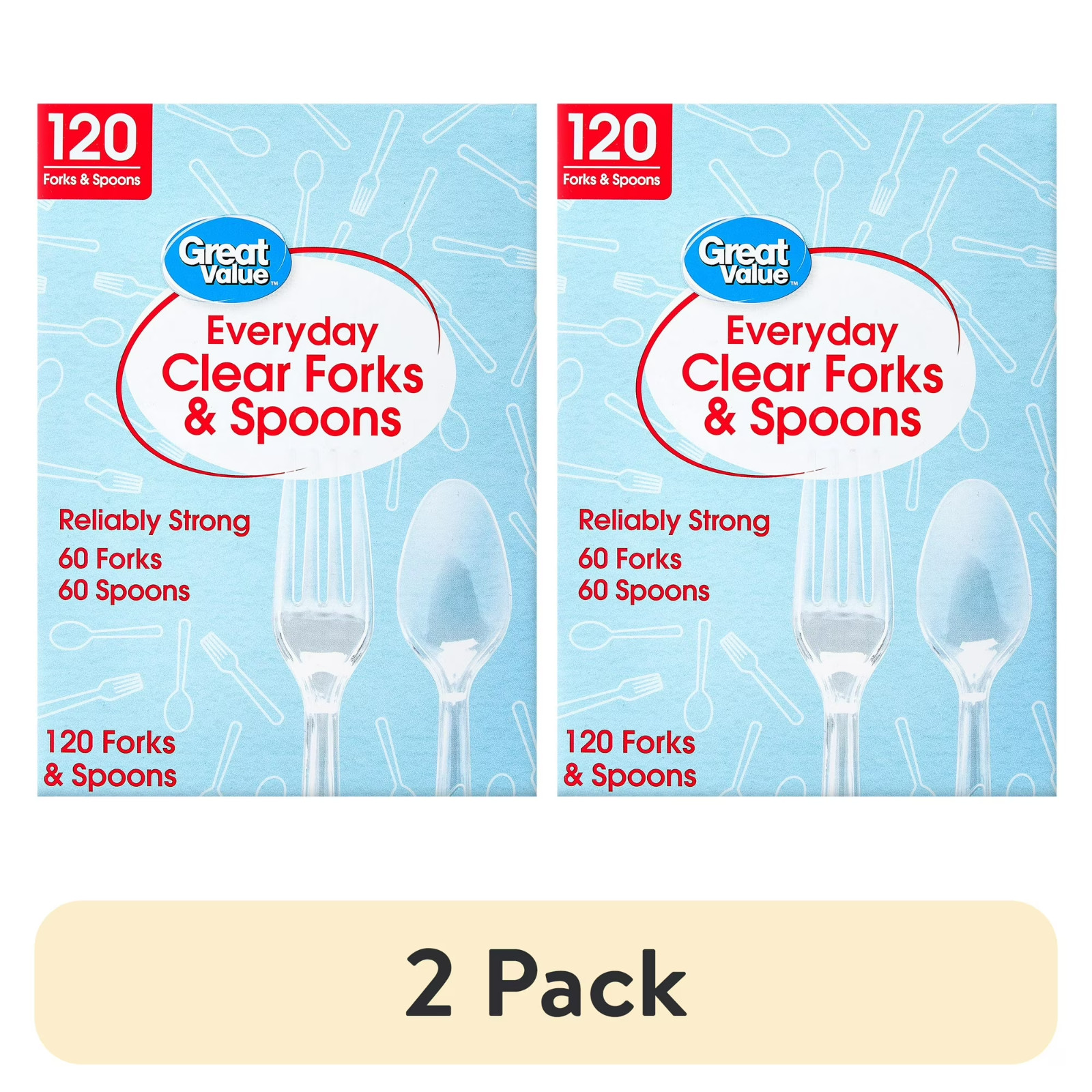 Great Value Clear Plastic Forks & Spoons Combo – 120 Count