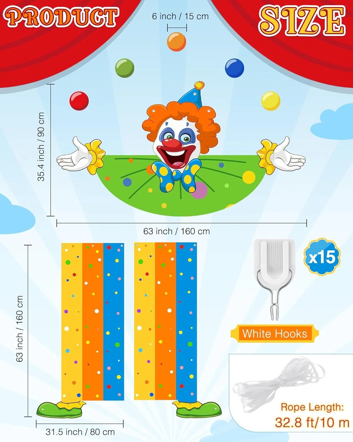 Mindsoft 3 Pcs Carnival Circus Party Decorations Circus Clown Birthday Decor Doo