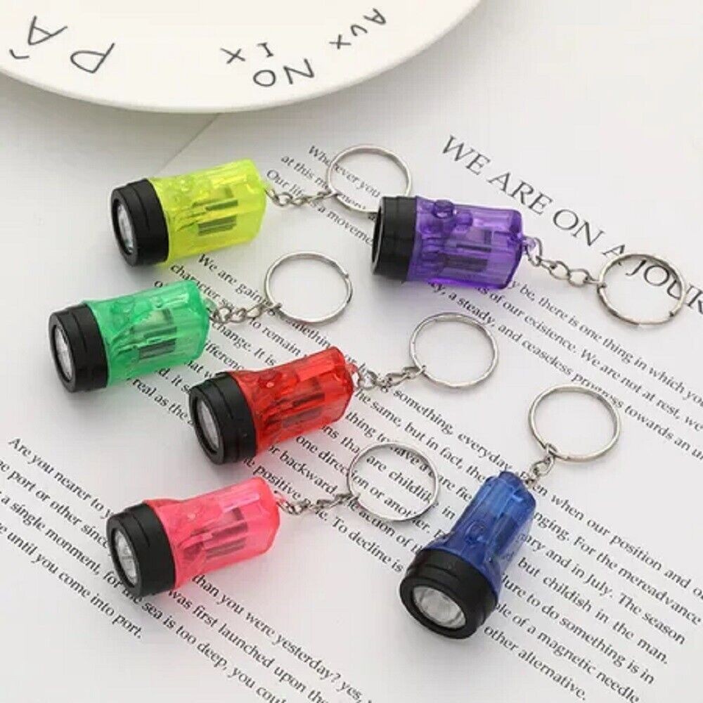 12 Mini Flashlight Keychains Assorted Neon Colors Party Favor Toys (1 dozen)