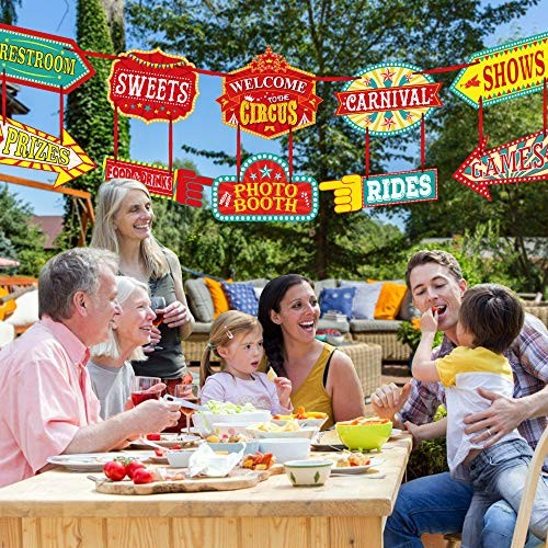 Carnival Decorations, 11 Pcs Large Circus Carnival Signs Circus Theme Party