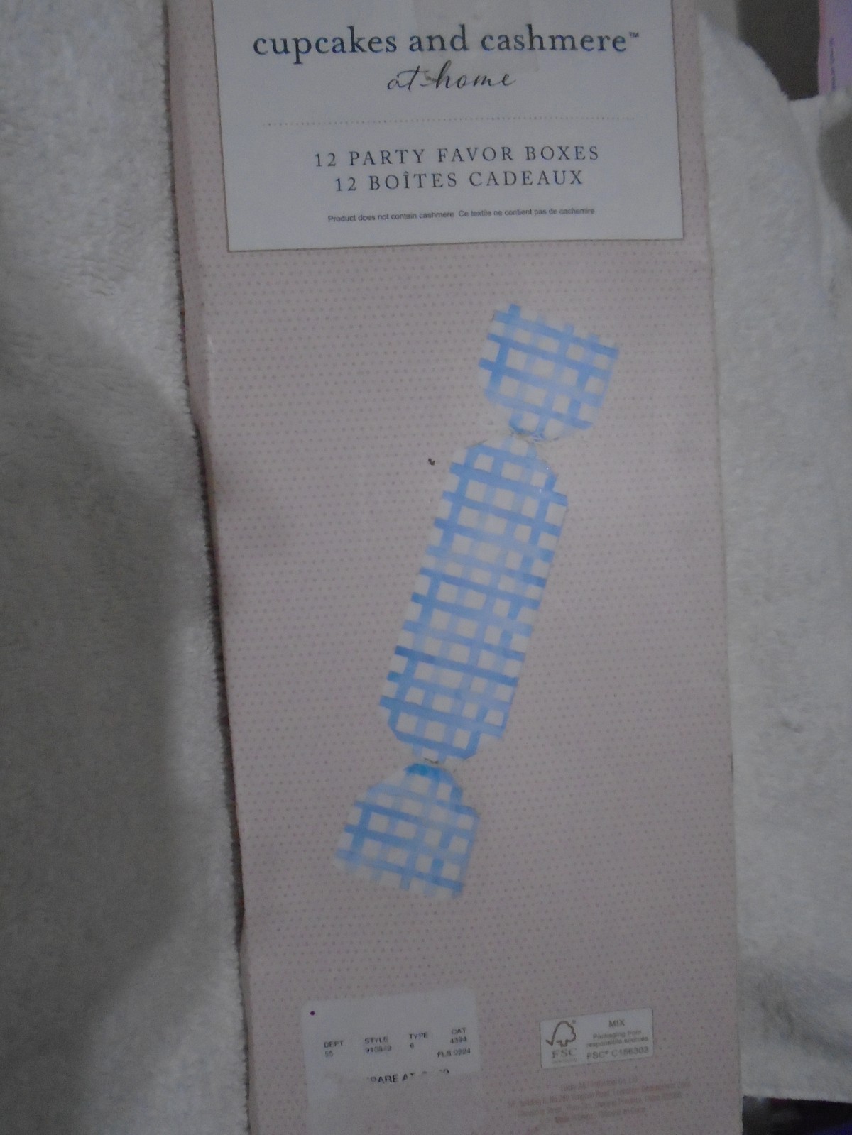 NEW Cupcakes and Cashmere 12 pk Blue & White Party Favor Boxes with String