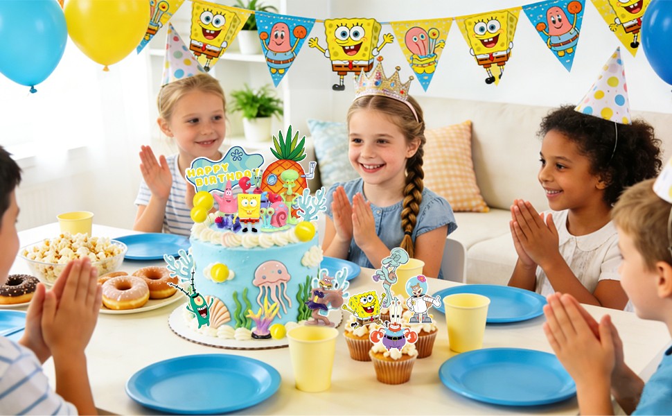 SpongeBob Cake Decoration 39 PCS SpongeBob Patrick Cake Toppers Cupcake Toppers