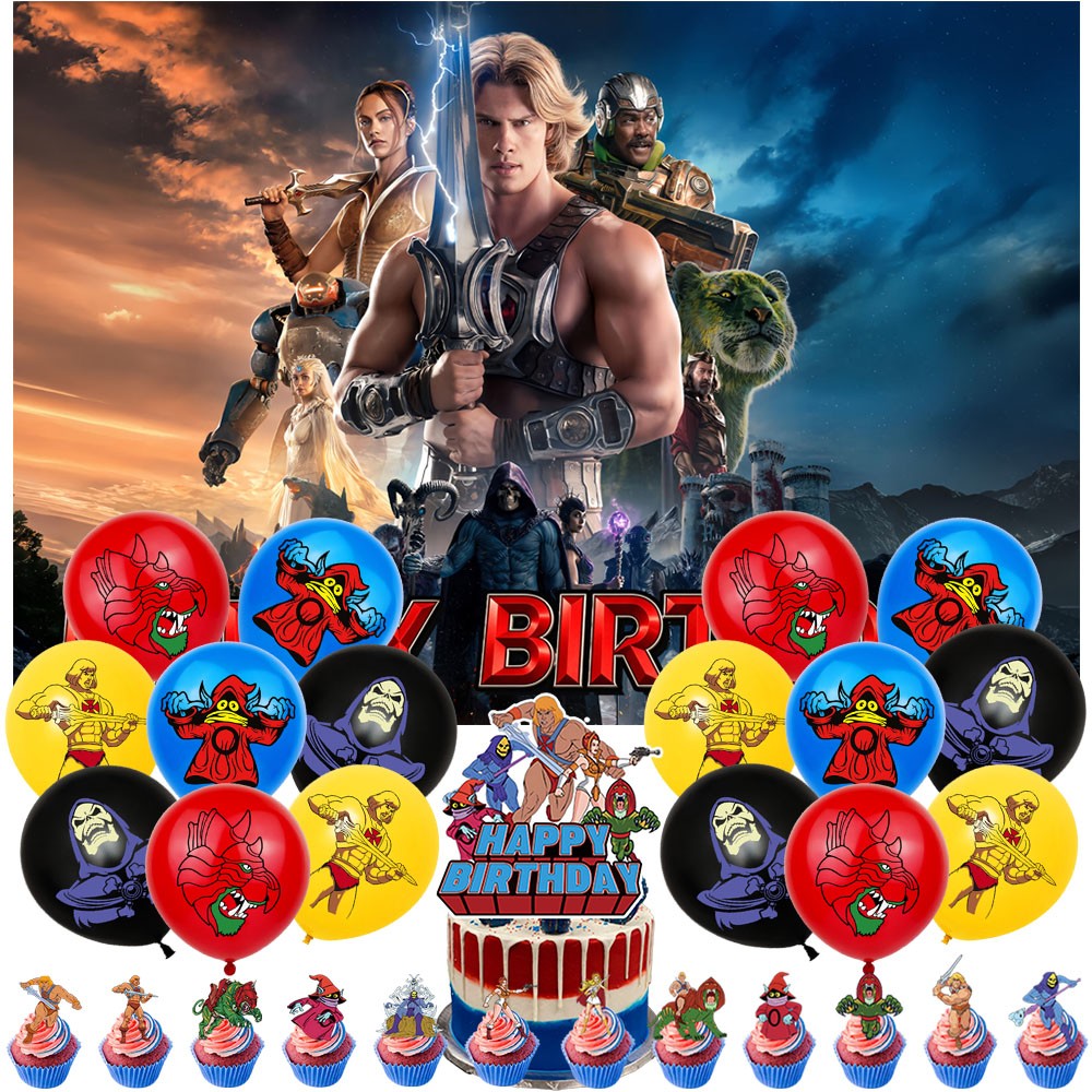 He-Man Party Supplies Set Balloons Cake Toppers Banner Birthday Decor