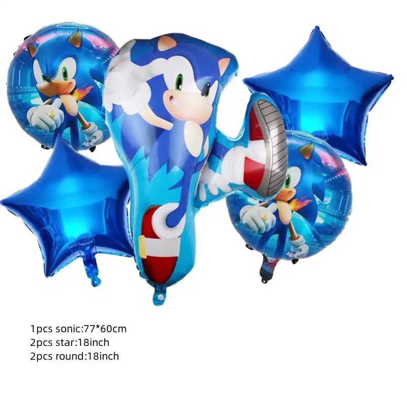 6pcs Sonic The Hedgehog Foil Number Balloons Birthday Decorations Boy Girl Sonic