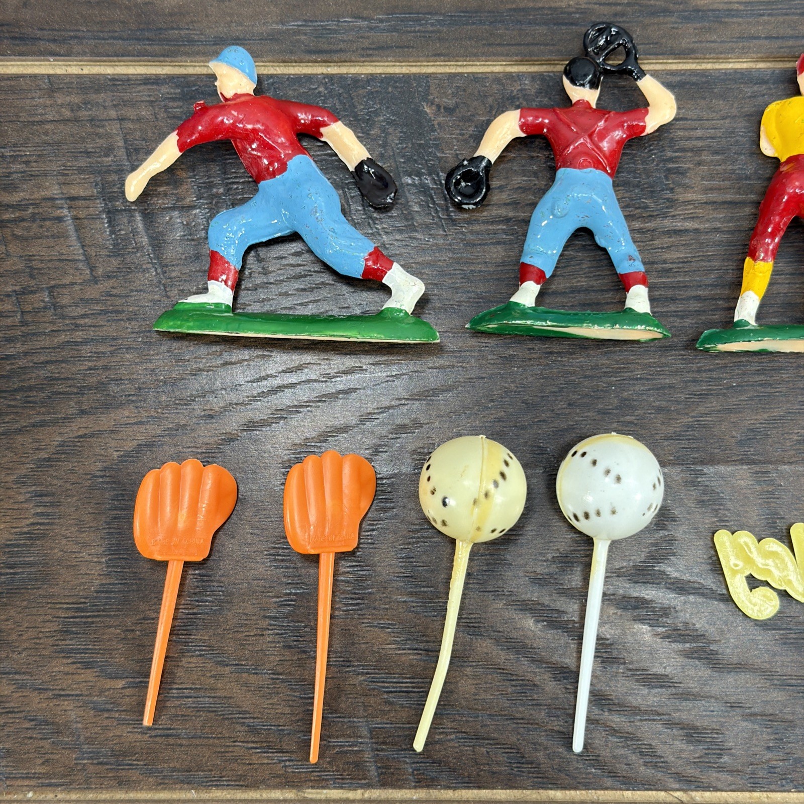 Vintage Lot of 11 Hard Plastic Baseball Cake Toppers Decoration Figures Toy 70’s