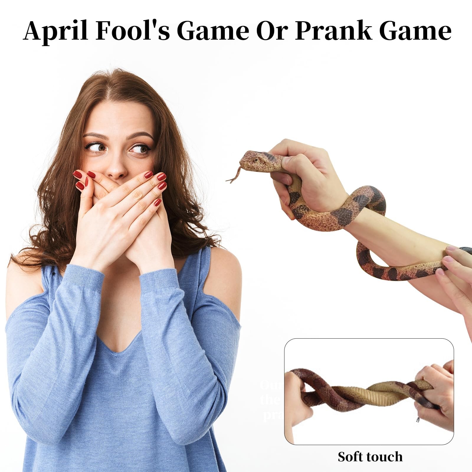 Realistic Fake Rubber Snake Toy Rattlesnake Keep Birds Squirrels Away Garden