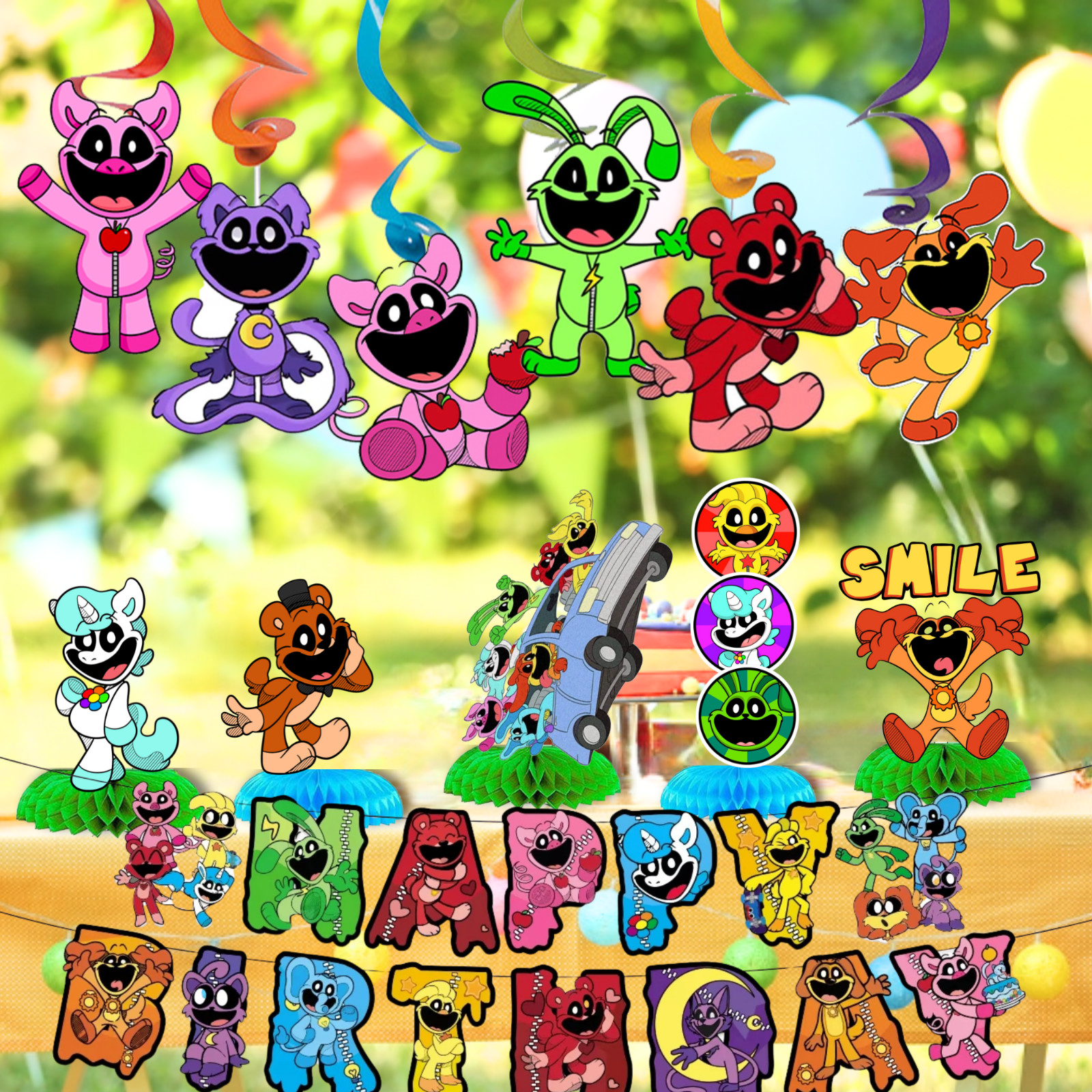 Smiling Plushy Tableware party supplies decoration balloons birthday centerpiece
