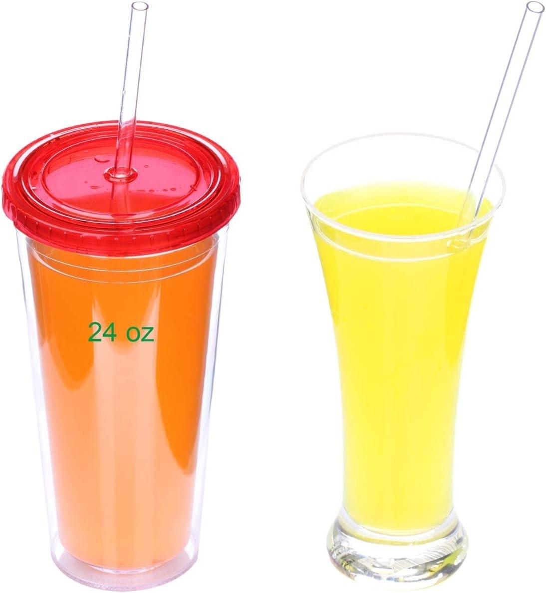 BPA-Free 11-Inch Extra Long Reusable Plastic Straws Set of 12 with Brush