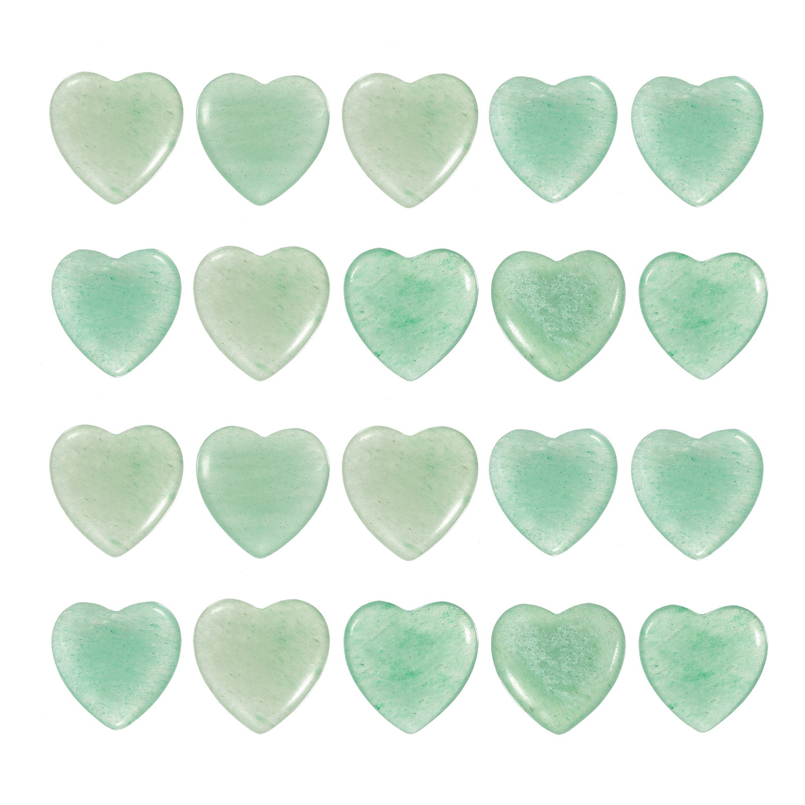 20 Pcs Heart Crystals Stone Natural Crystal Love Gemstone Bulk Set Green