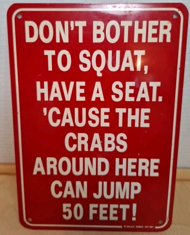 Kalan Metal Tin Sign Bathroom Potty Decor Joke Gag Novelty Please Read Rare