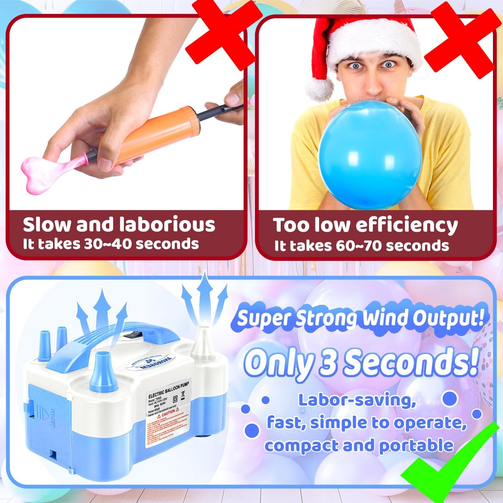 Anordsem Electric Balloon Air Pump: Polypropylene Plastic Case with Dual Nozz…