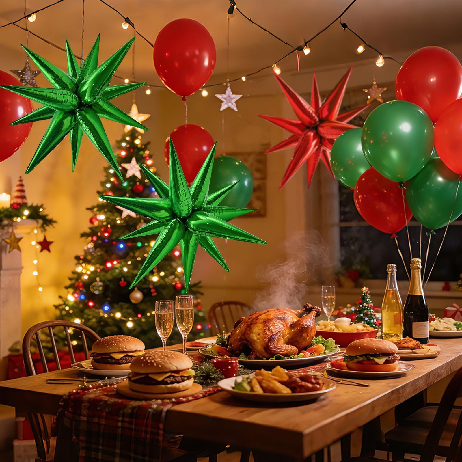 60Pcs Star Balloons Foil Cone Balloons Party Decorations for St Patricks Green