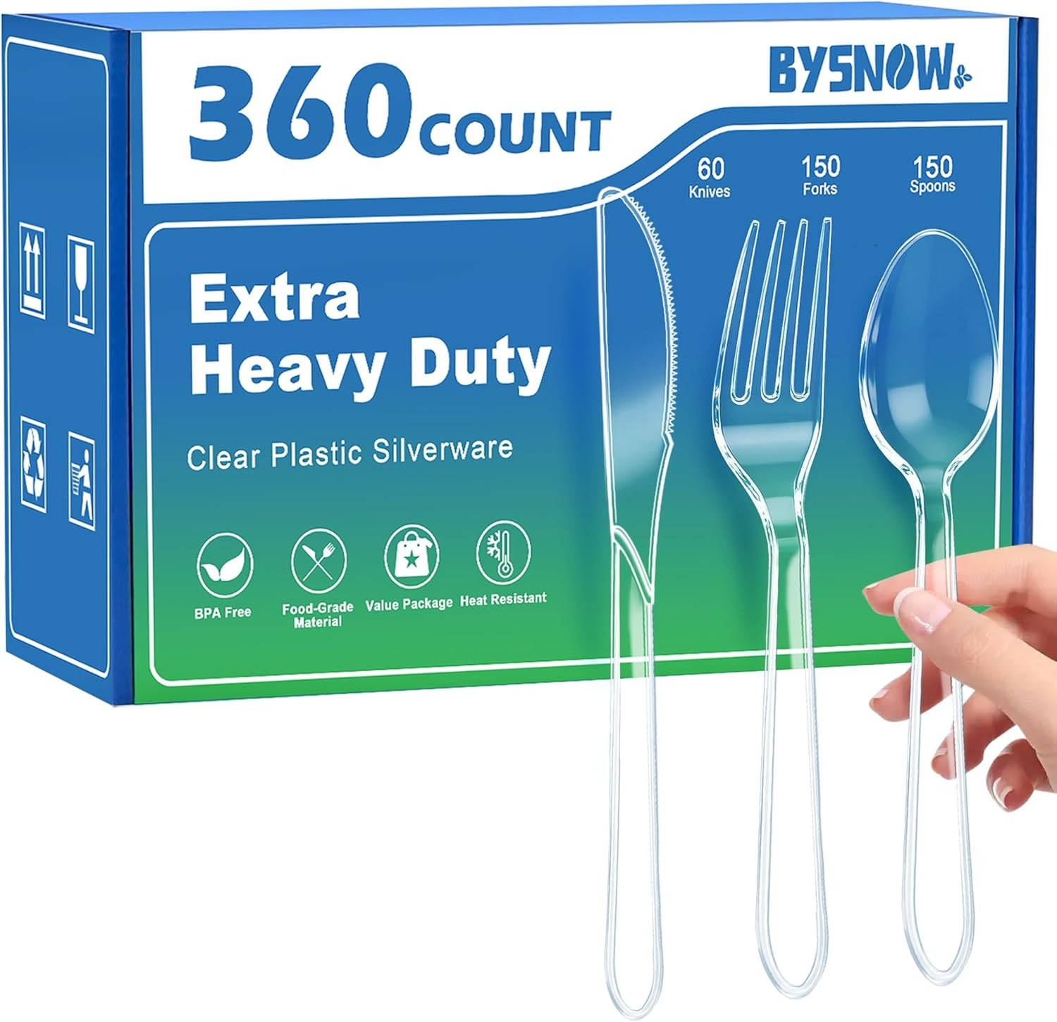 360 Count Extra Heavy Duty Plastic Silverware BPA-Free Heat Resistant