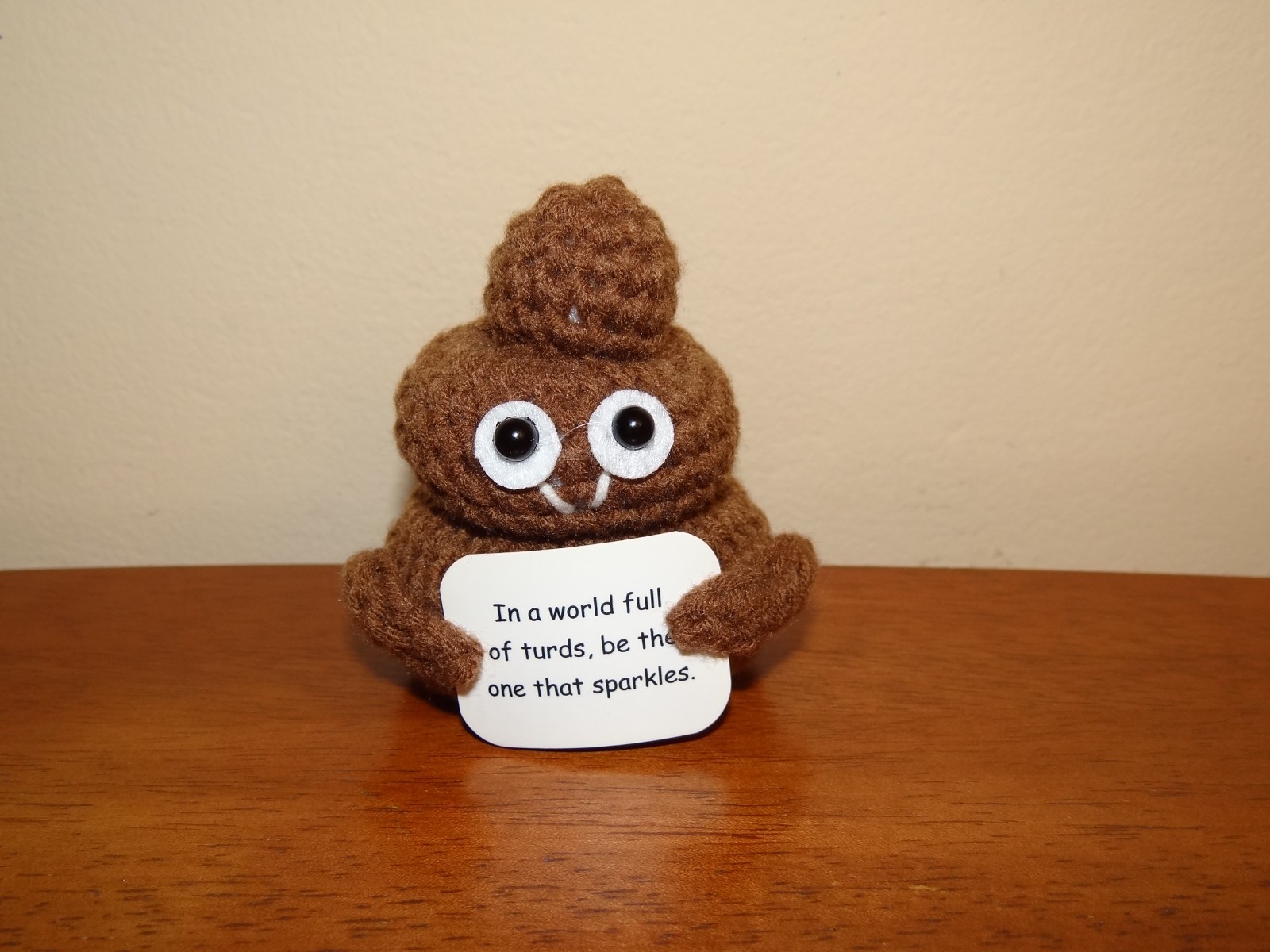 Poop Emoji Emotional Support Crochet In A World Full Of Turds Funny Cute Gift 3″