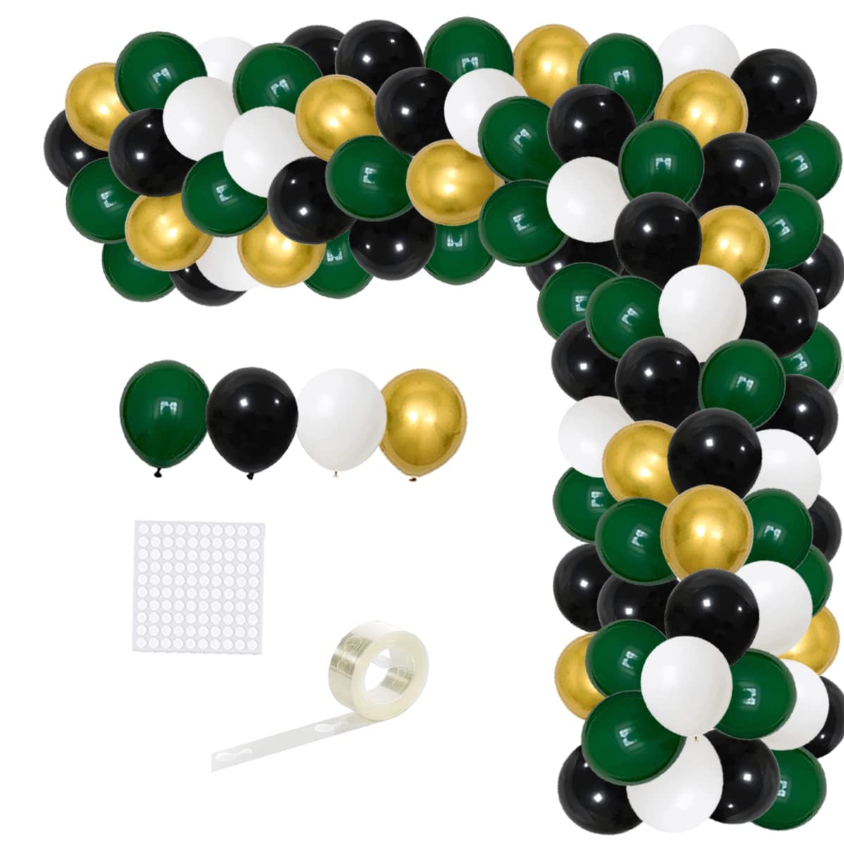 Dark Green Gold Black Balloon Garland Arch, Emerald Green Black Gold White Ba…