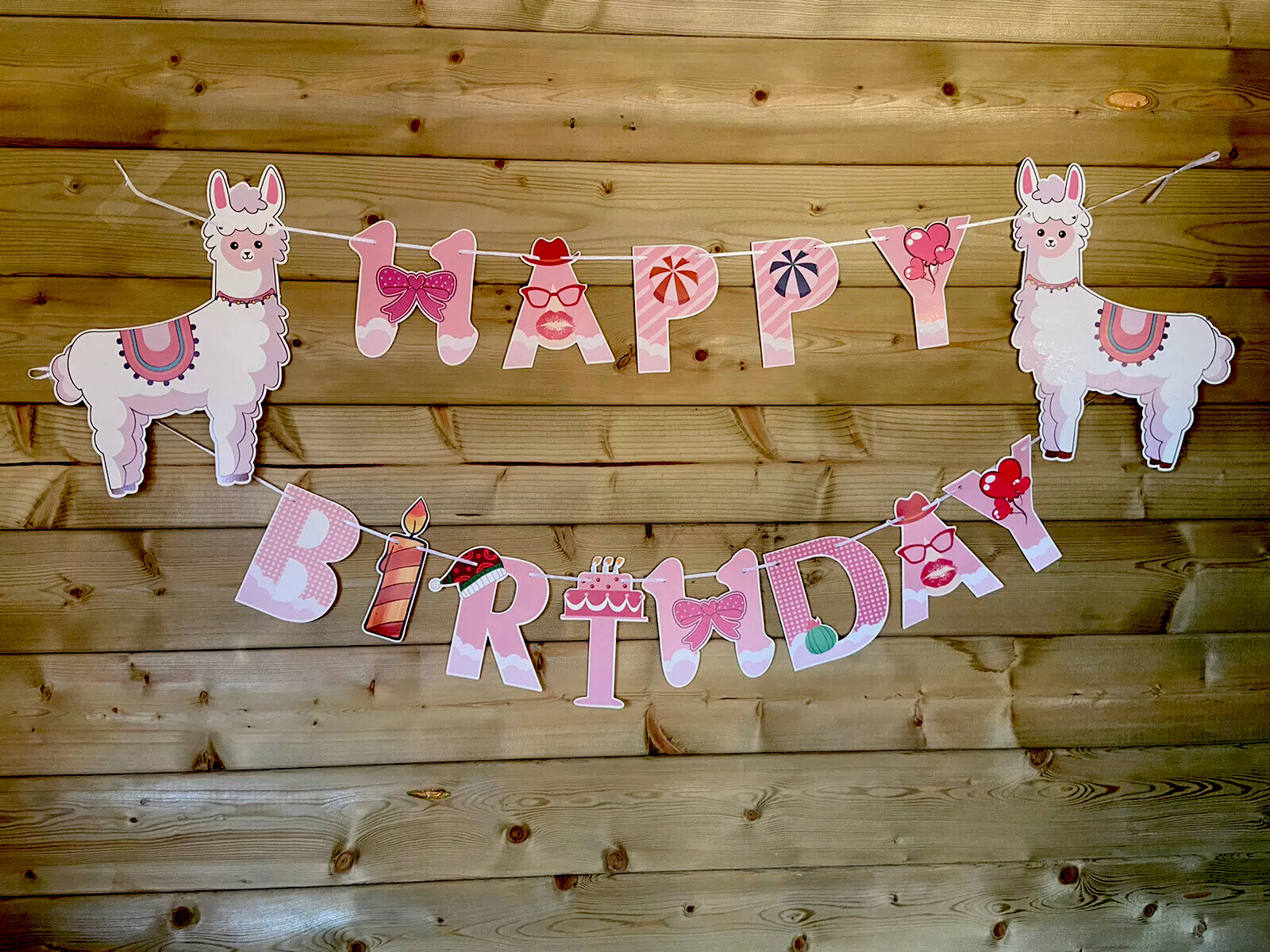 Llama🦙Themed Birthday Party Event Room Decor Bunting Banner Fun Pink 3m 💜🦙