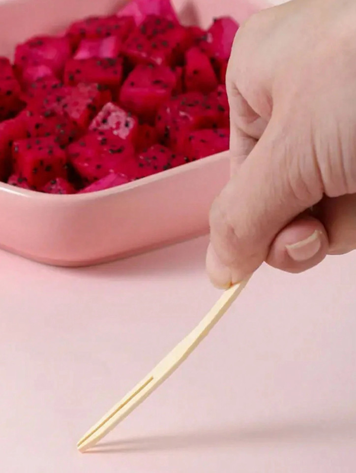 100pcs Bamboo Disposable Fruit Forks Cocktail Picks for Parties & Events