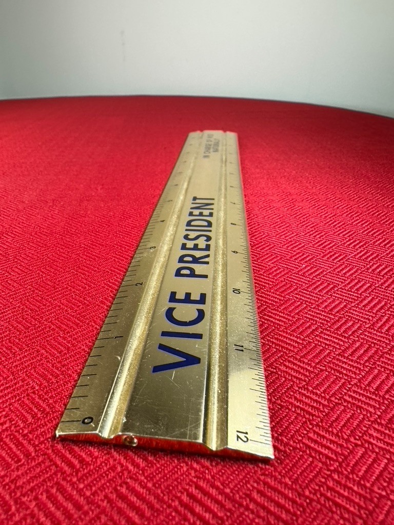 VTG Vice Gold Tone Metal President Ruler Gag Gift Office Decor Funny Humor