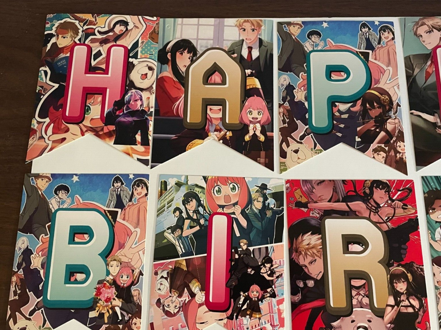 Spy X Family Anya Happy Birthday Banner & Cake Toppers Decoration New