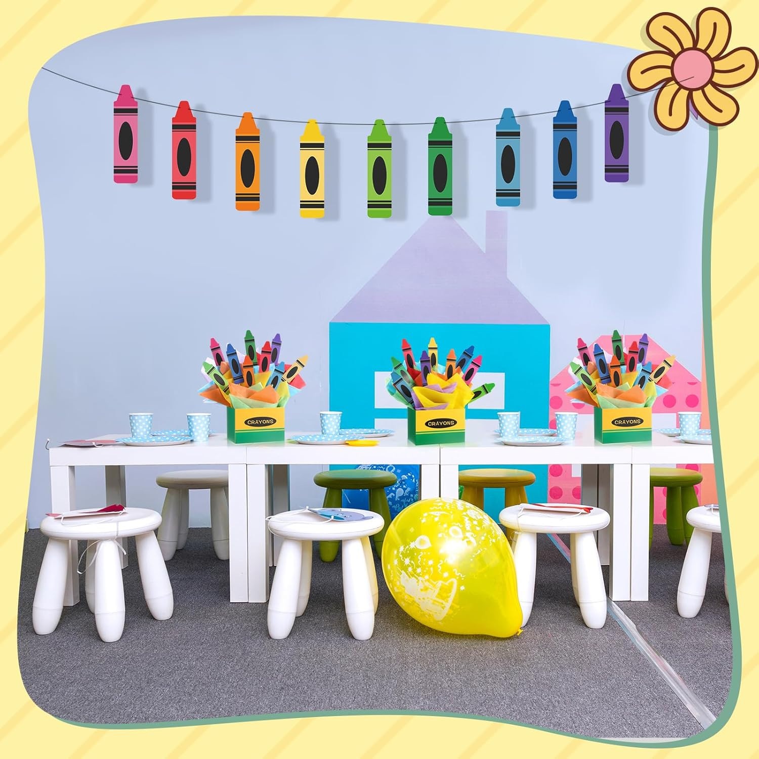 6 Sets 96 Pcs Crayon Themed Party Centerpieces Decorations Back to School Table