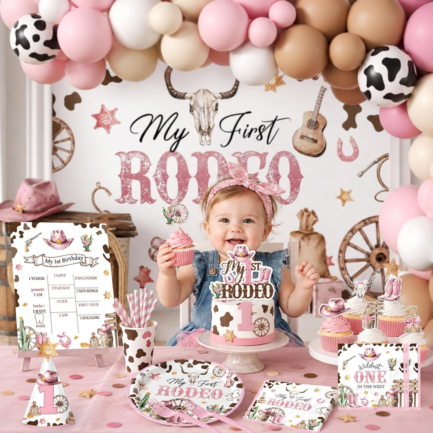 “My First Rodeo” – Baby Girl’s 1st Birthday Party Complete Decoration Kit NEW