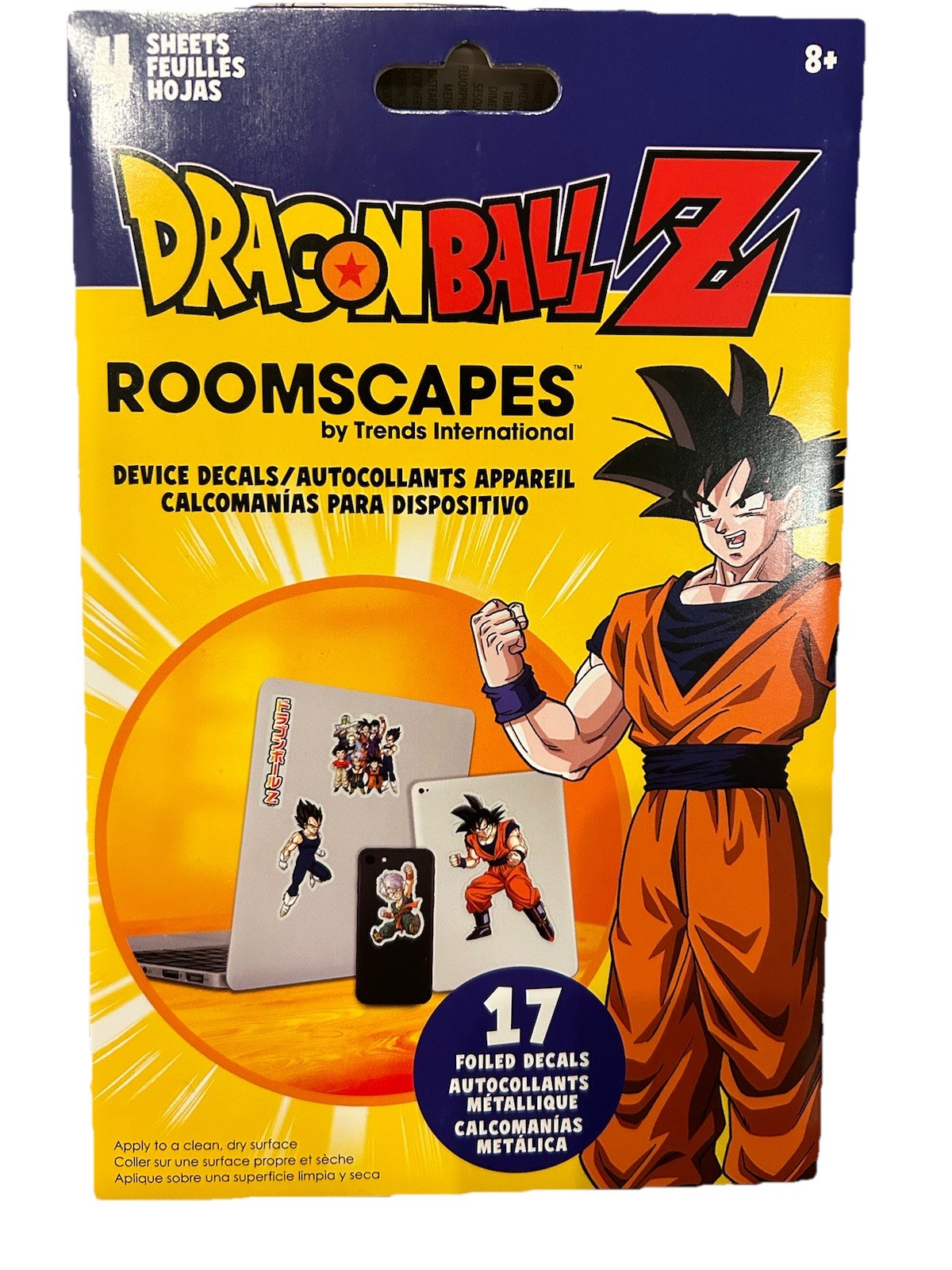 Dragon Ball Z Roomscapes Device Decals Foil Stickers 4 Sheets 17 Characters