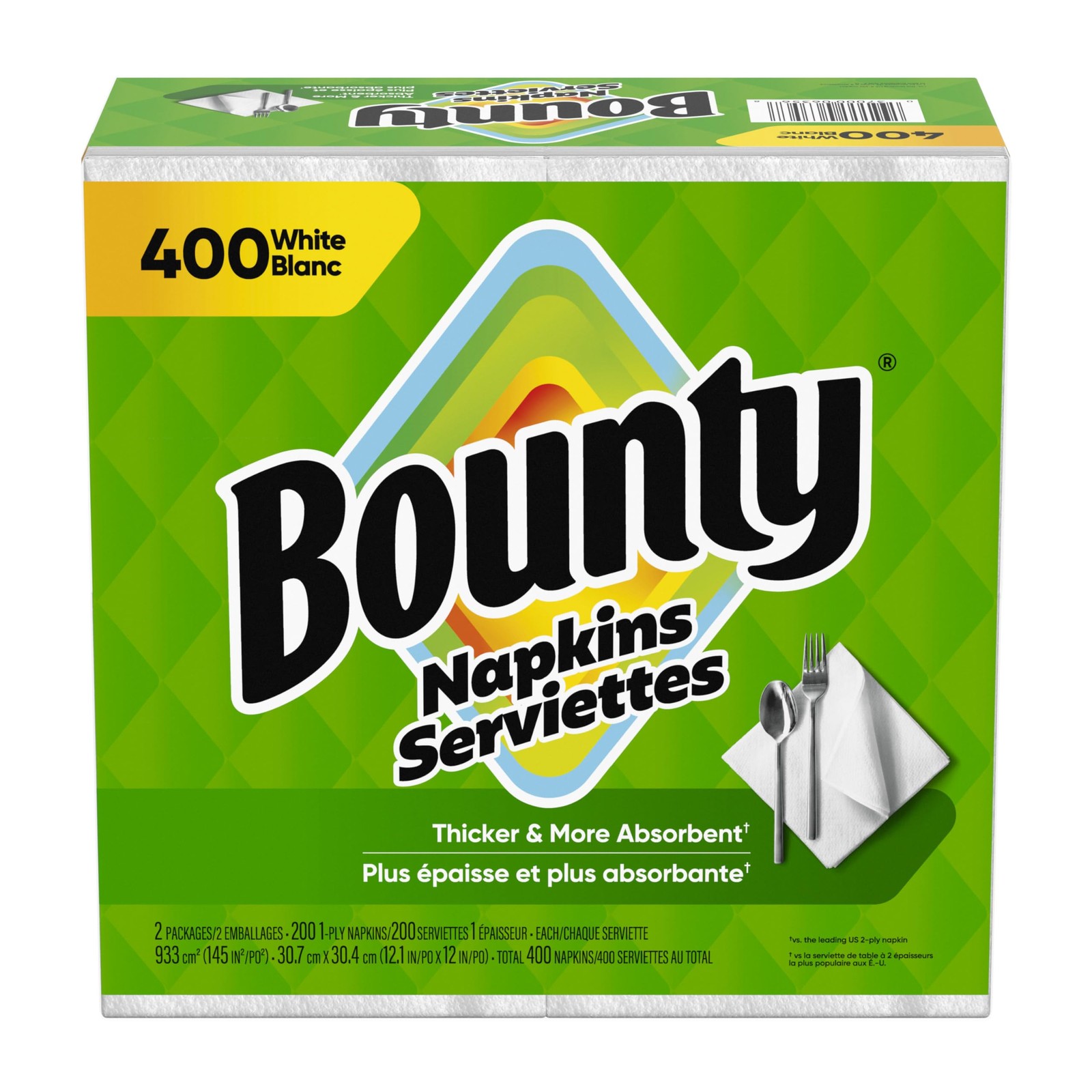 Bounty Paper Napkins, White, 400 Count 400 Count, White