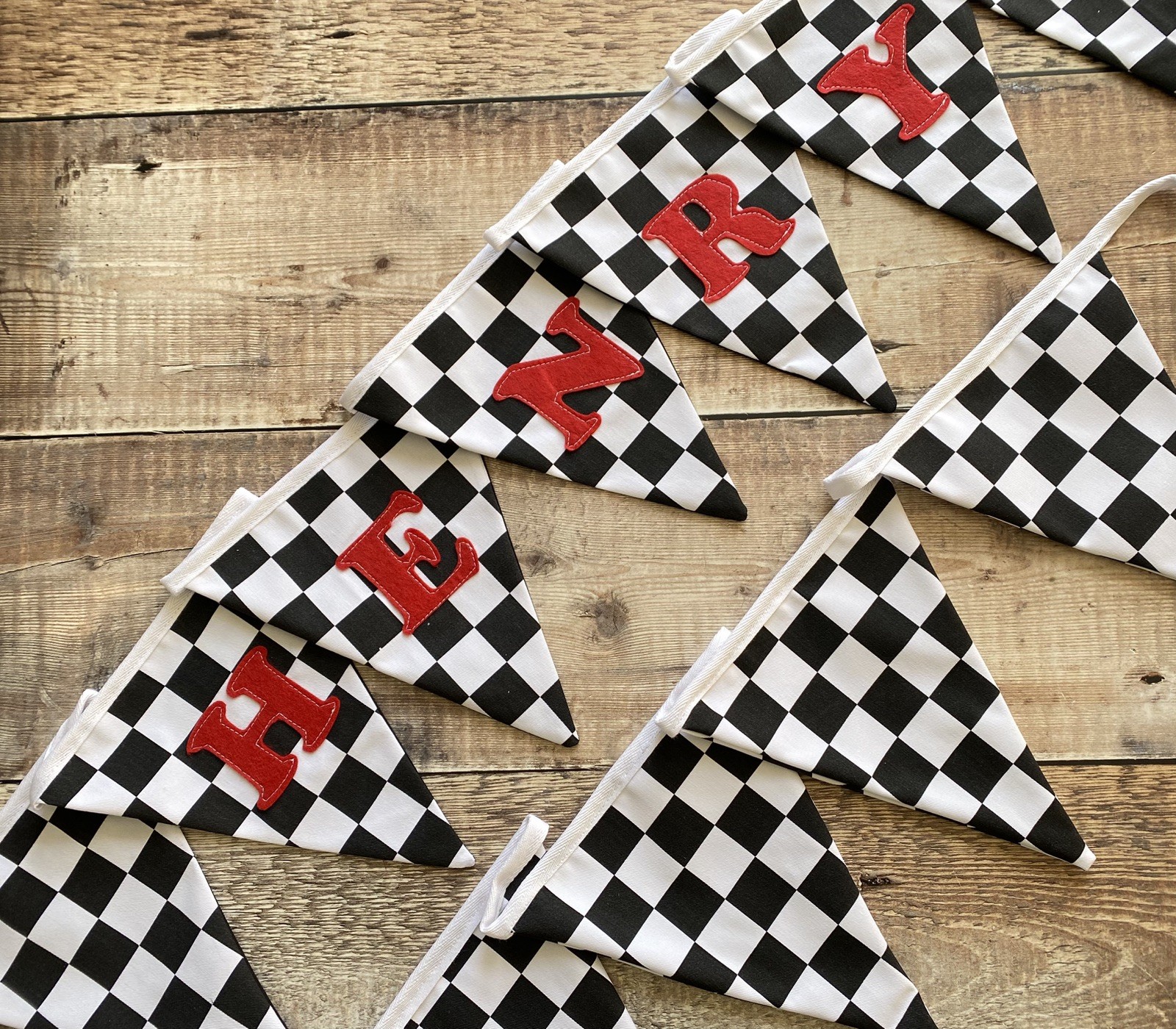 Black And White Checkered Bunting, Racing Cars Bunting, Checkered Bunting