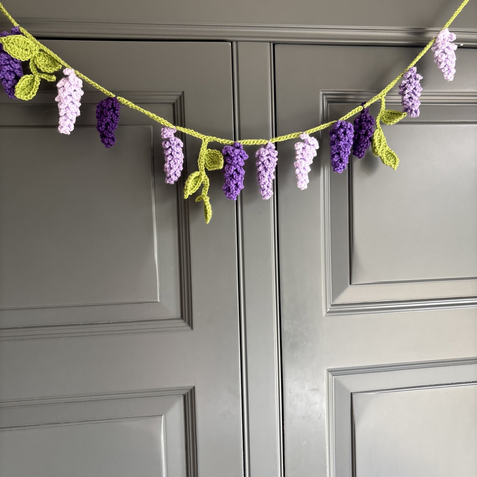 Crocheted Wisteria Flower Bunting Garland Summer PartyDecoration Wedding Purple