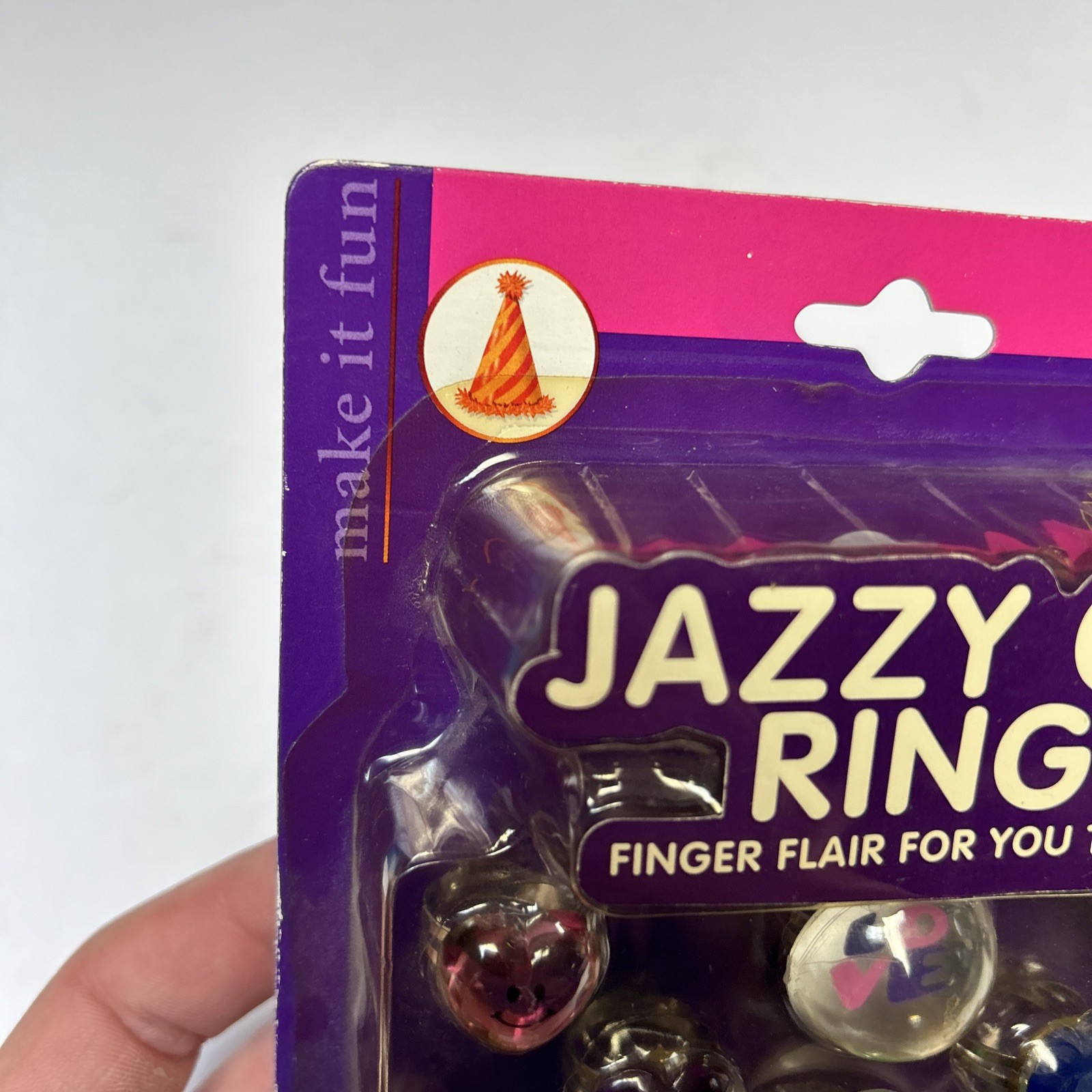 VTG Lisa Frank Party Favor NEW SEALED Valentines 8 Jazzy Gem Rings LOVE Hearts