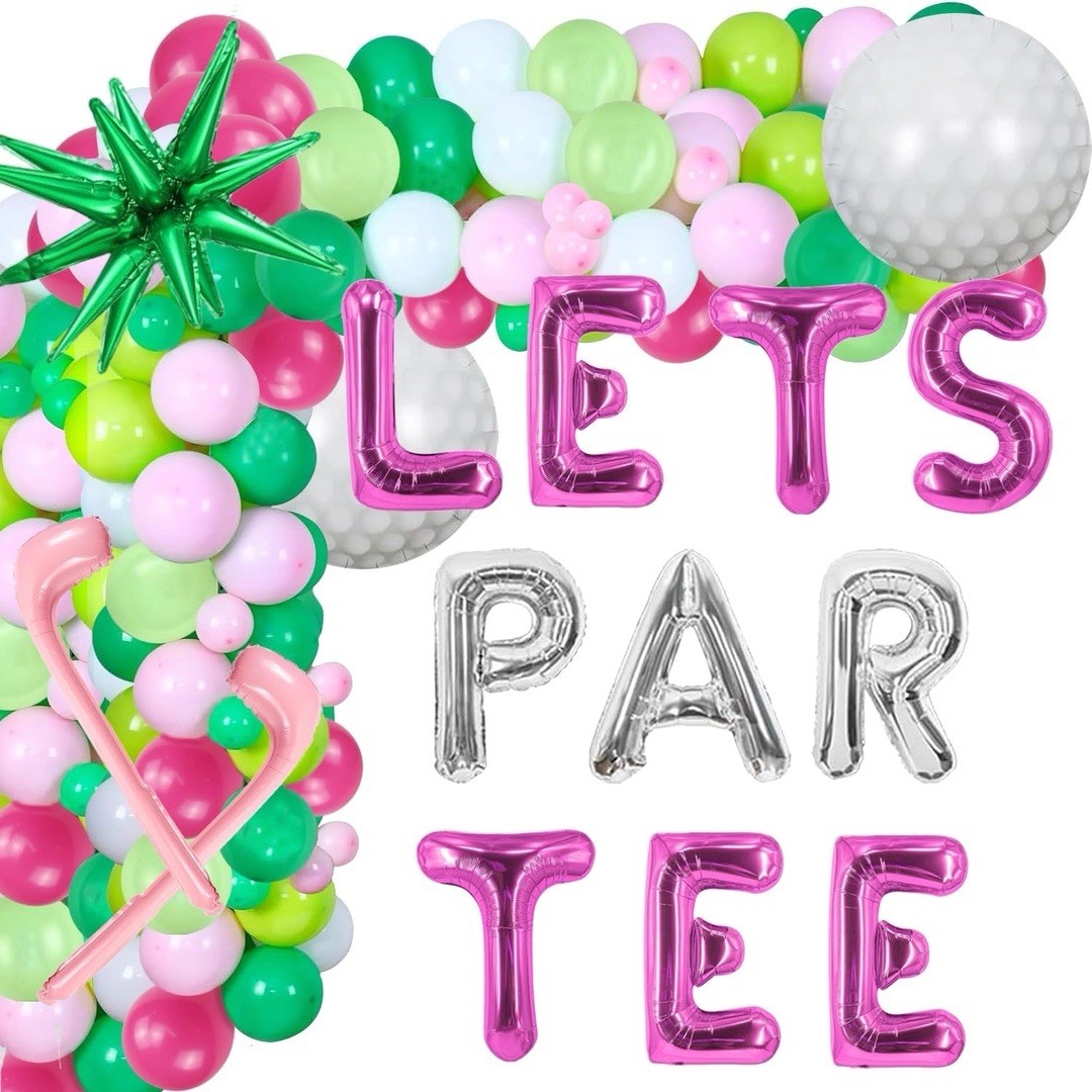 Golf LETS PAR TEE Foil Balloon Arch Set Party Garland Kit Balloons Green 87 Pcs