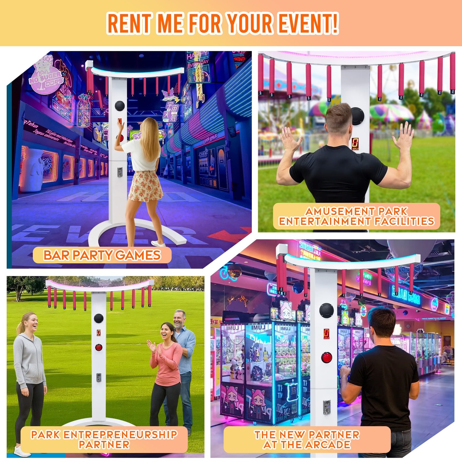 Catch Sticks Game Machine, Interactive Reaction Game for Party Rental Business