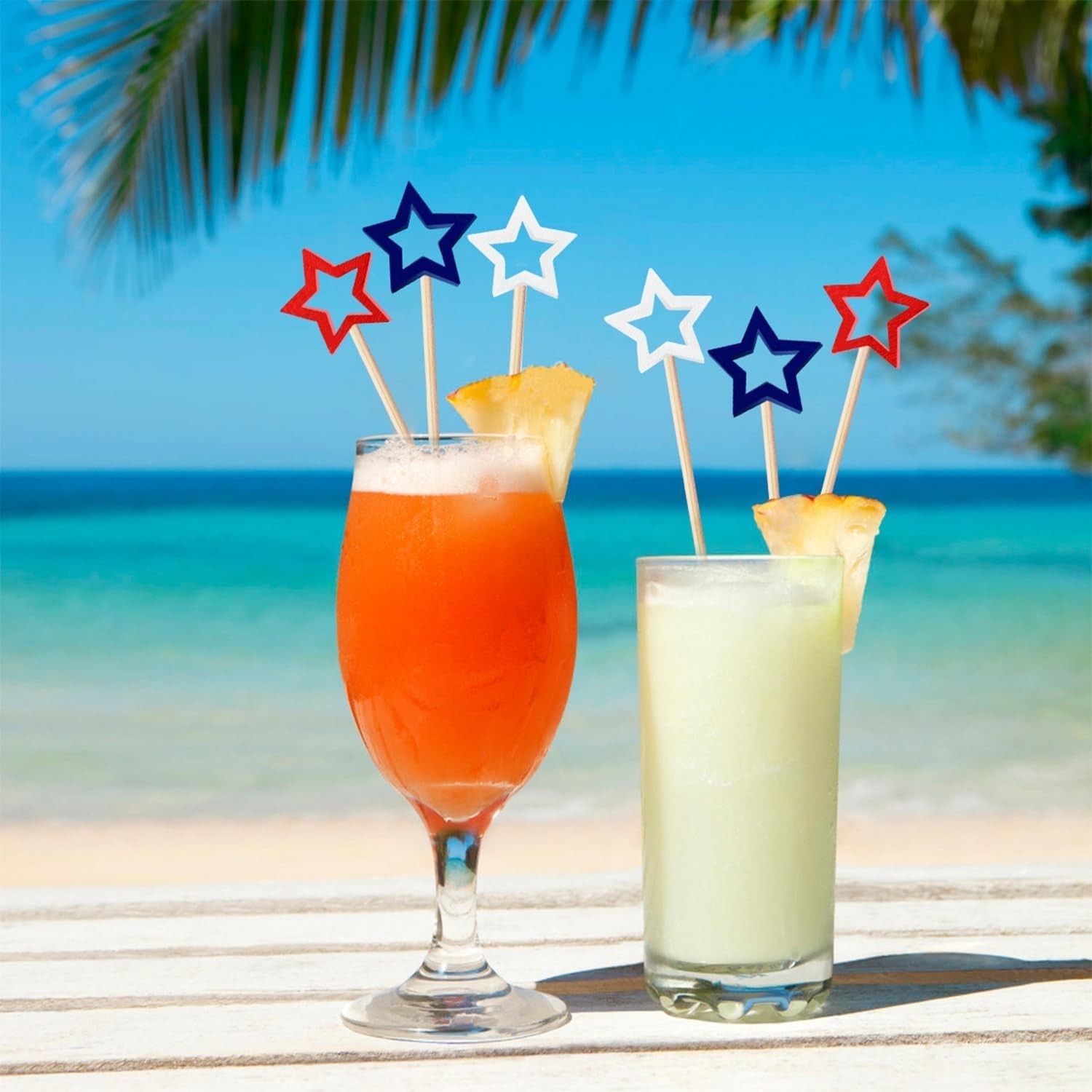 60 Counts 5.5 Inch Star Cocktail Picks Red White Blue Fancy Toothpicks Fruit …