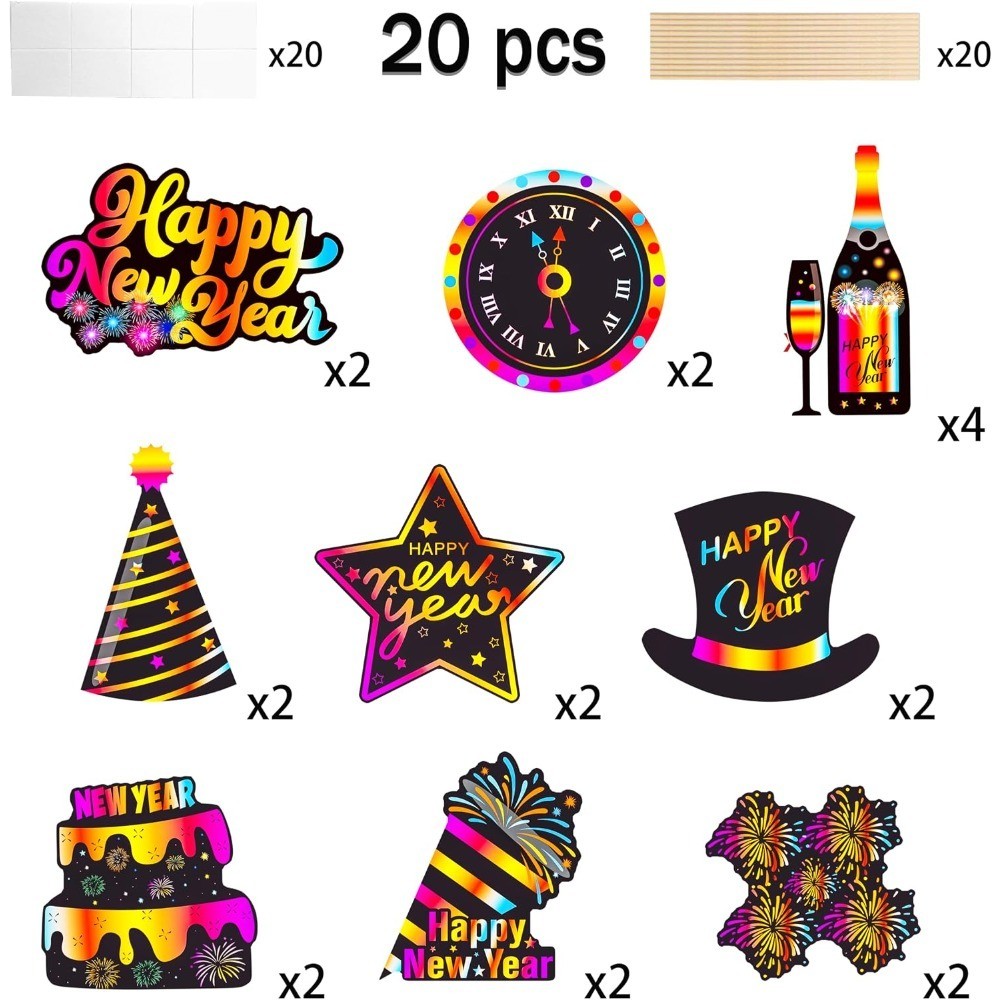 20pcs Happy New Year Party Centerpiece Sticks Colorful New Years Eve Party