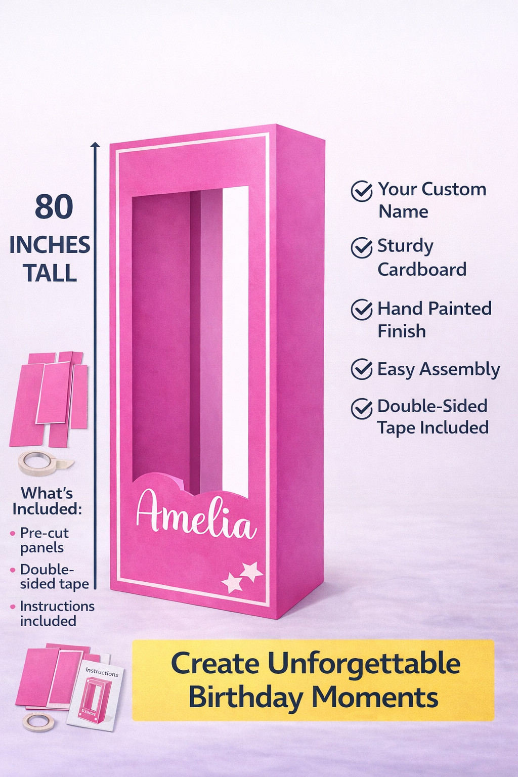 4ft, 5ft and 6ft tall, doll photo box, popular photo booth props birthday party