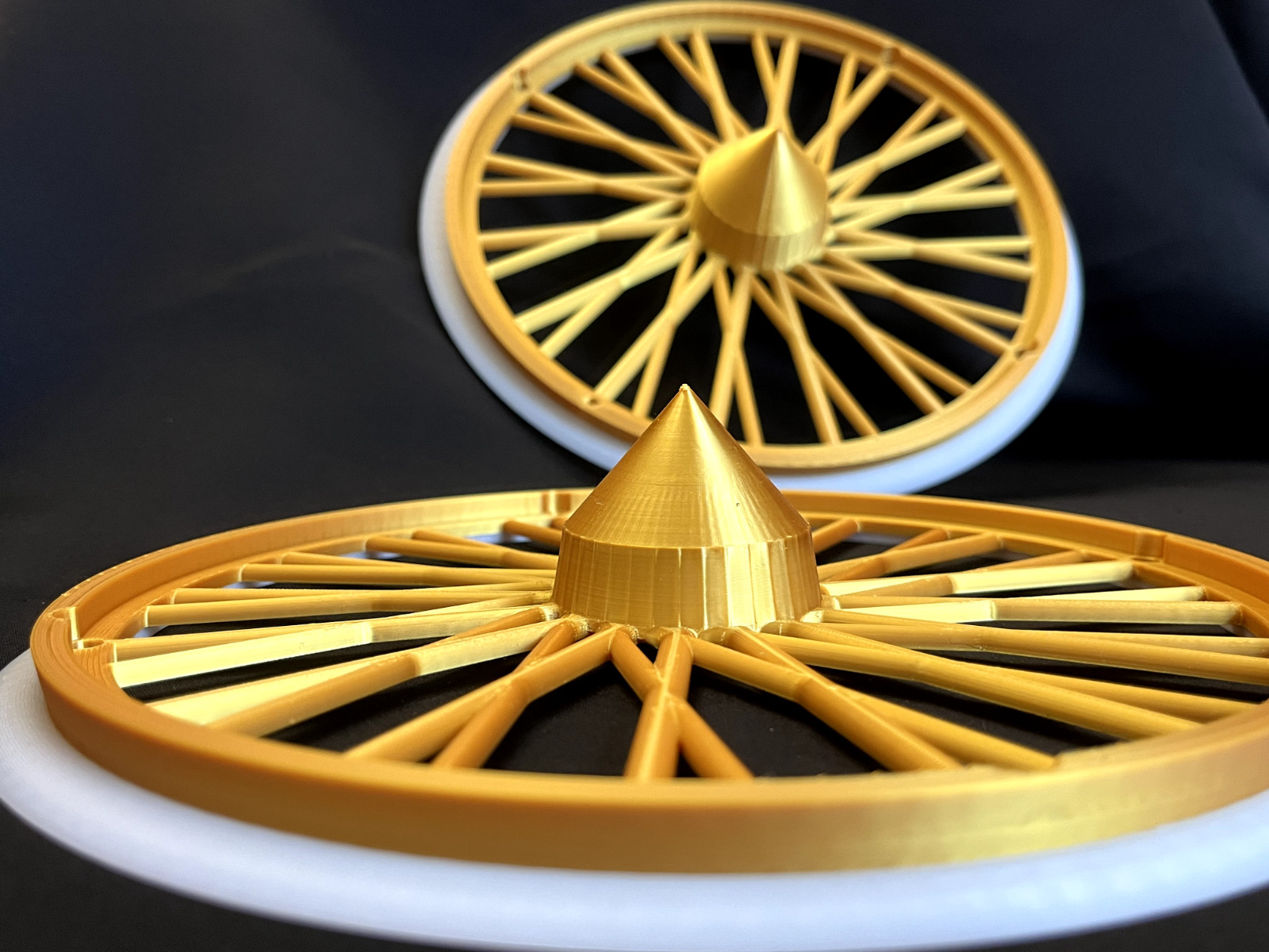 3D Printed Dayton Spoke Trash Can Rims Wheel Covers Whitewall Gold or Silver Set