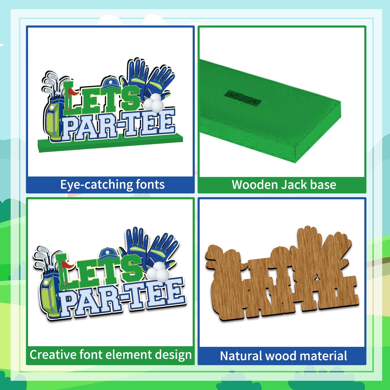 4 PCS Masters Golf Party Decorations Birthday Wooden Centerpieces Table