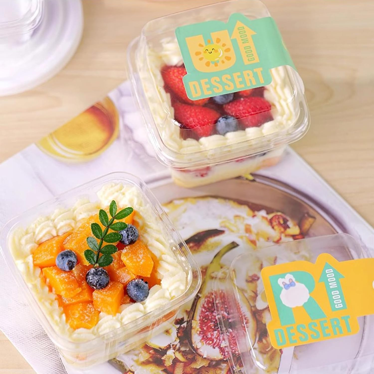 Dessert Cups With Lids Spoons Square Parfait Disposable Containers 50 Pcs 8 OZ