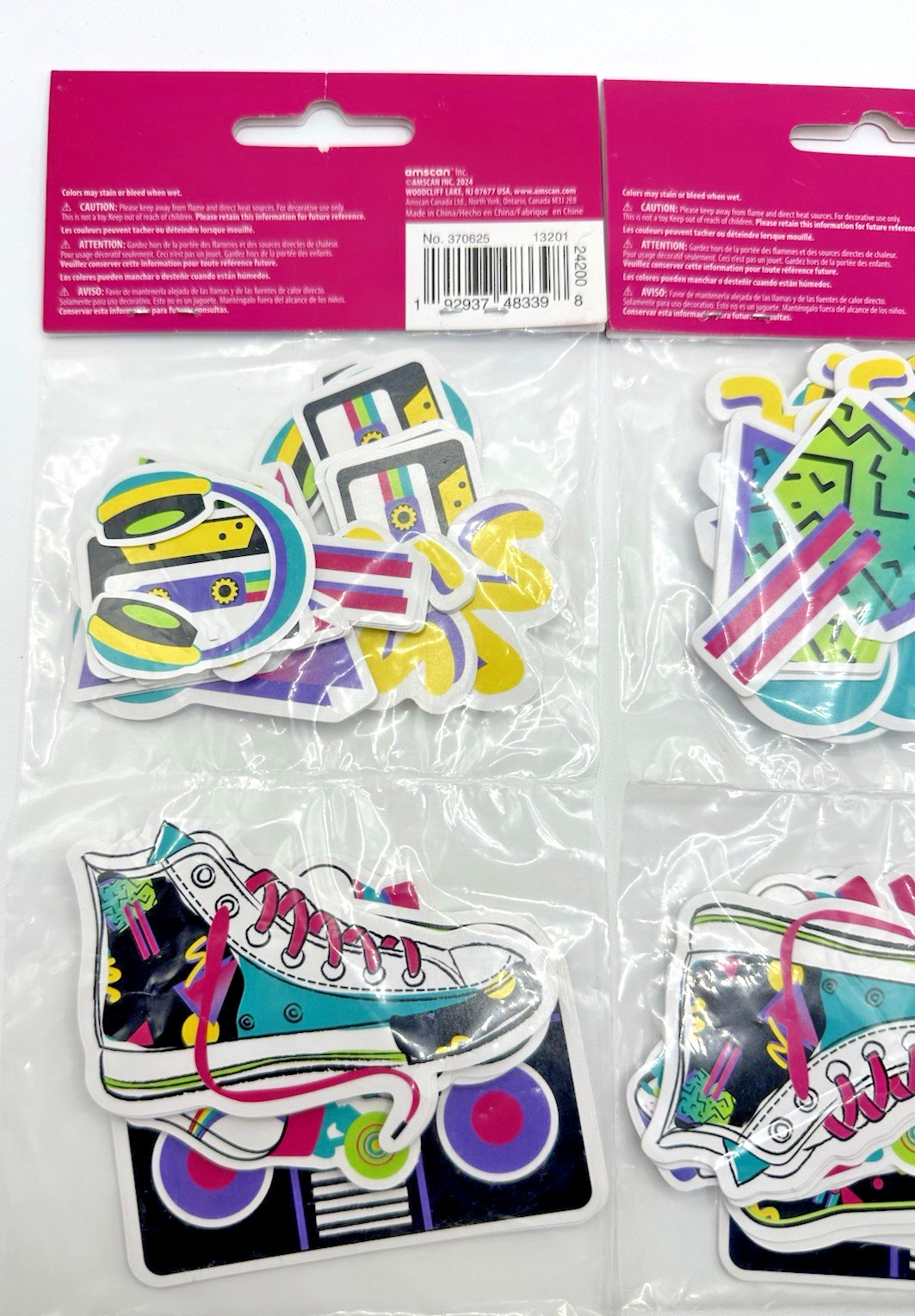 Retro 1980s-90s Confetti Cutouts 80s 90s Party Decoration 96pcs New