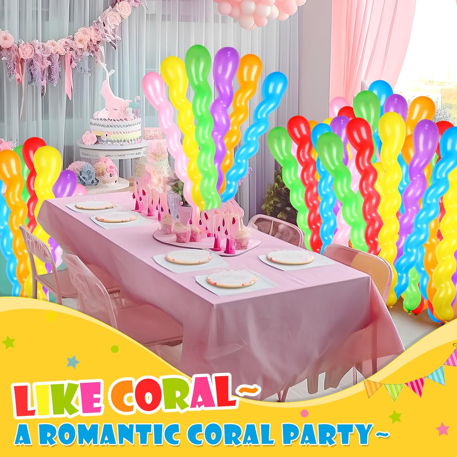 500 Pcs 40 Inches Latex Spiral Balloons – 9 Assorted Colors Party Decorations