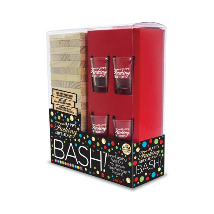 Happy F*cking Birthday Bash Adult Drinking Game with Shot Glasses Novelty Gift