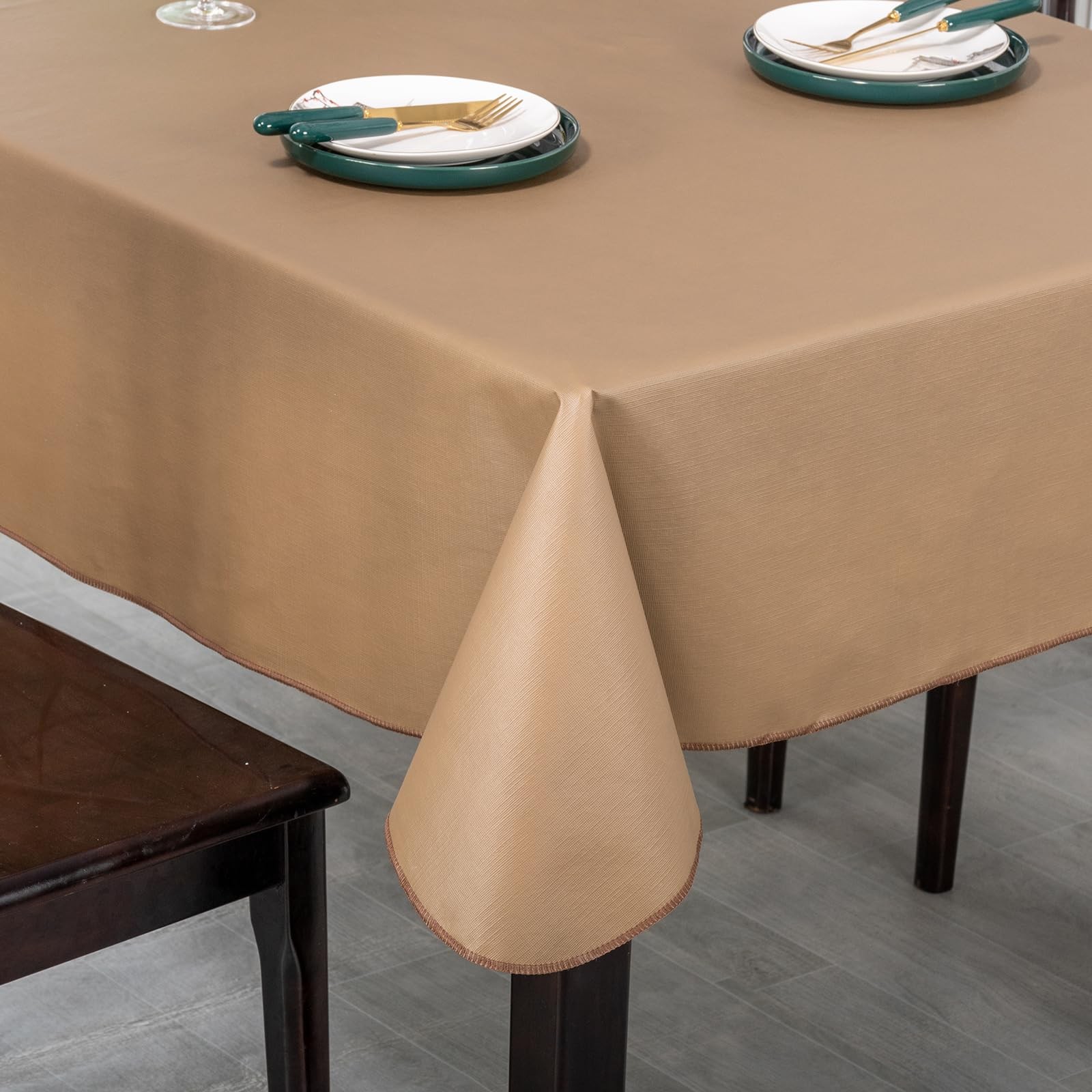 Elegant Rectangular Tablecloth, 100% Waterproof Vinyl, Solid Color Tablecloth, M