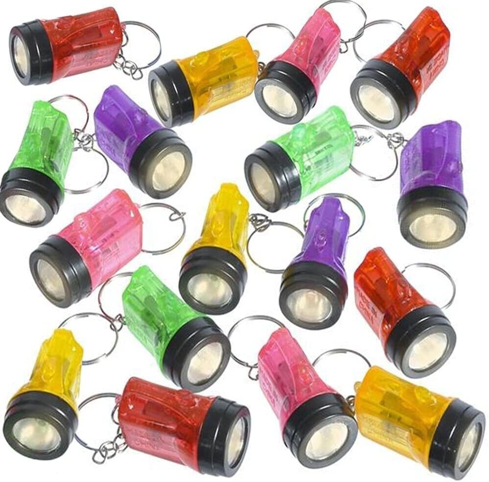 12 Mini Flashlight Keychains Assorted Neon Colors Party Favor Toys (1 dozen)