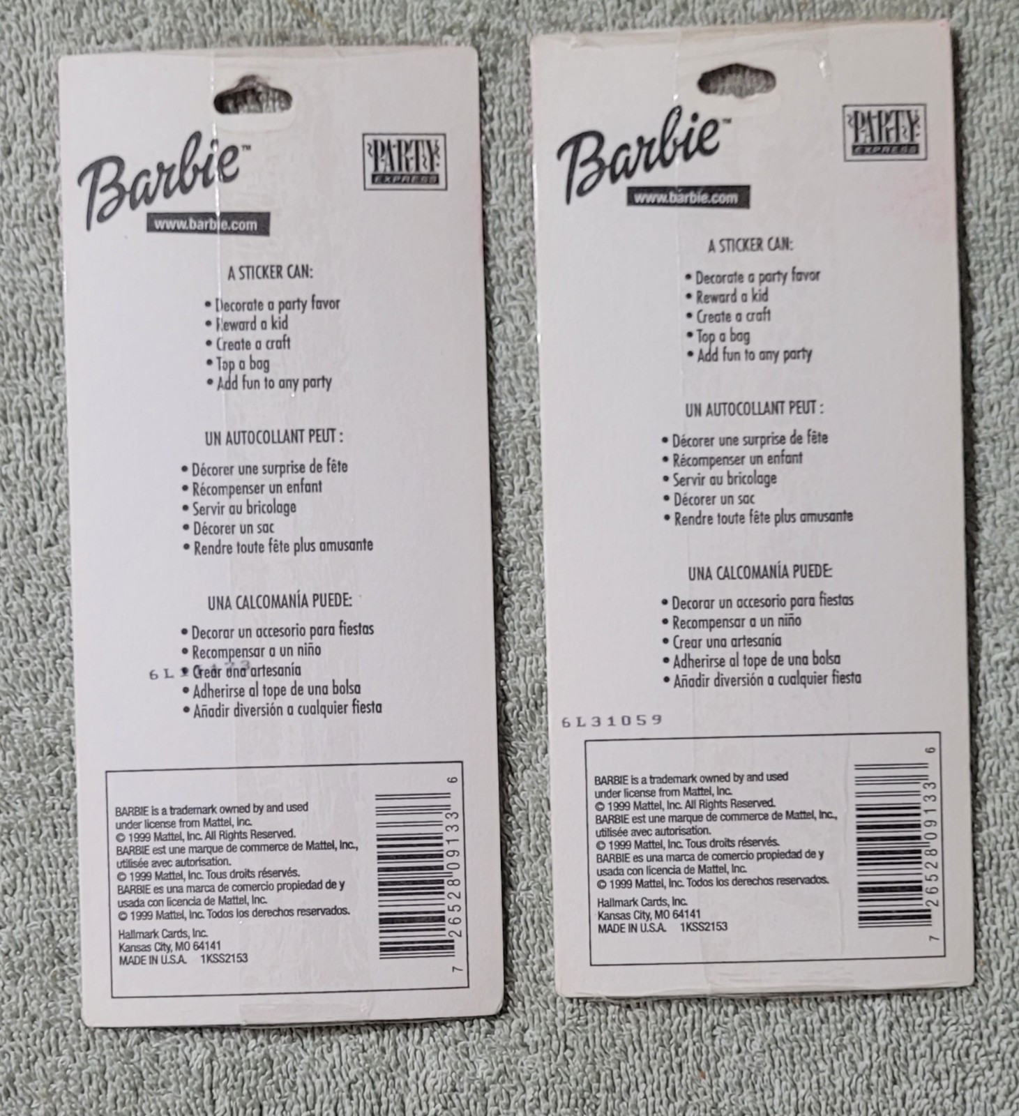 1999 New Lot of 8 pieces Vintage Barbie Princess Birthday Party Supplies Sealed
