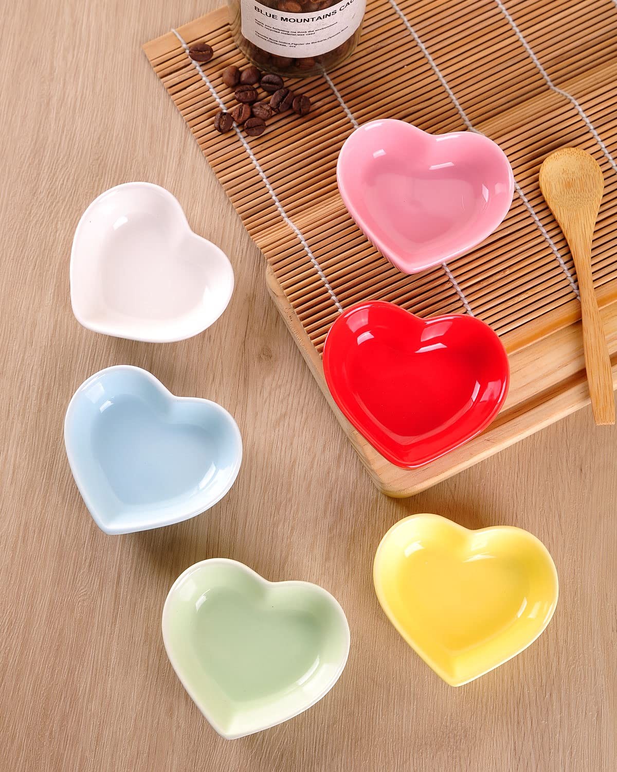 WHJY White Love Heart Shaped Ceramic Side Dish Bowl, Contemporary Porcelain Side