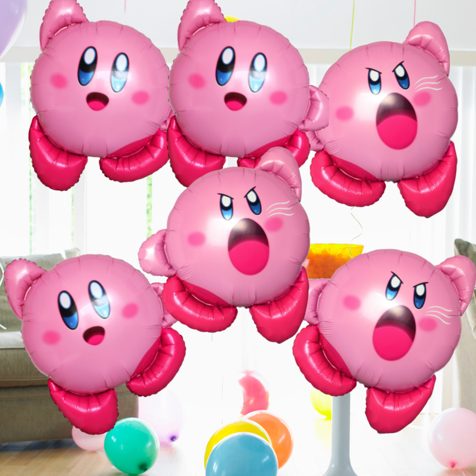 KIRBY STAR GAME pink foil balloon birthday party supplies centerpiece decoration