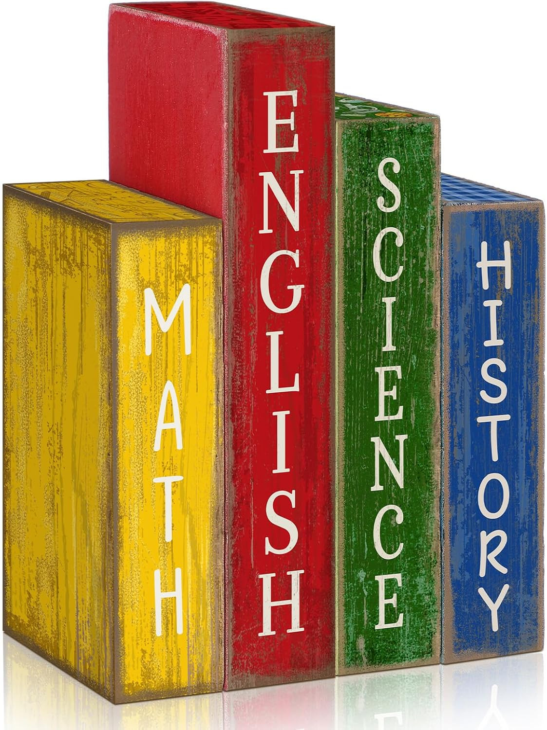 4 Pcs Back to School Table Decoration Wooden Subject Decoration Welcome Back to